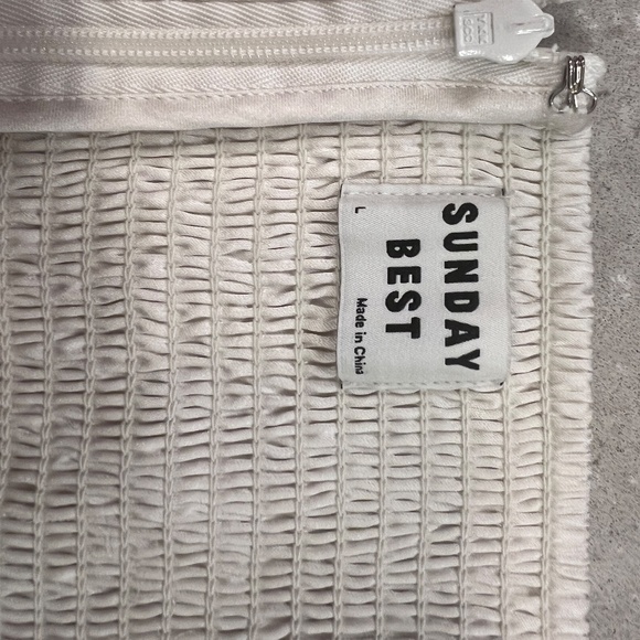 Adorable Satin Off-White Mini Dress - Picture 5 of 5